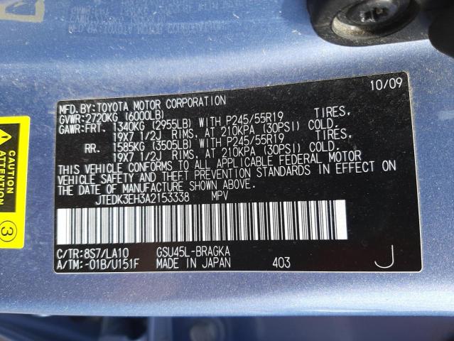 Photo 10 from auction – 2010 TOYOTA HIGHLANDER with VIN JTEDK3EH3A2153338