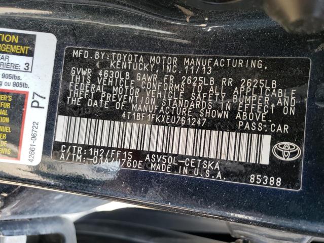 Photo 10 from auction – 2014 TOYOTA CAMRY L with VIN 4T1BF1FKXEU761247