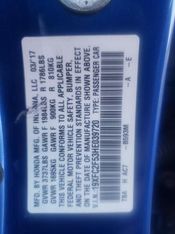 Photo 10 from auction – 2017 HONDA CIVIC LX with VIN 19XFC2F53HE039720