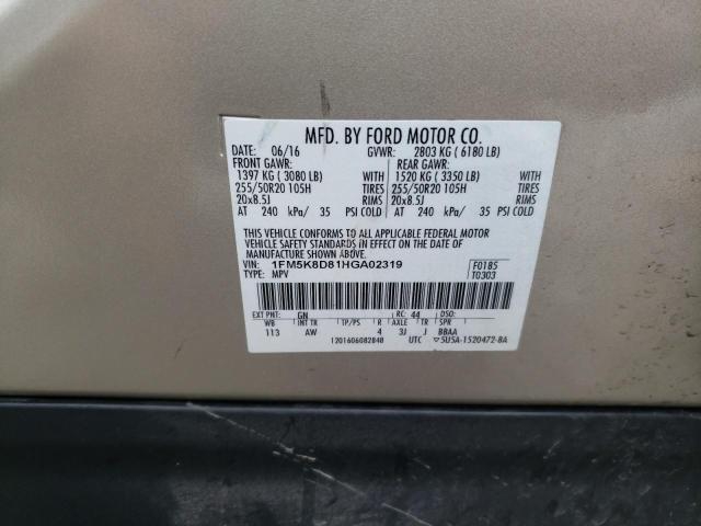 Photo 10 from auction – 2017 FORD EXPLORER X with VIN 1FM5K8D81HGA02319
