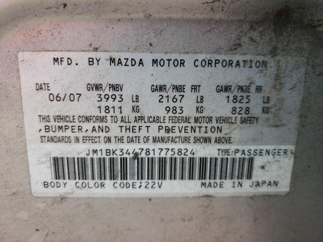Photo 10 from auction – 2008 MAZDA 3 HATCHBAC with VIN JM1BK344781775824