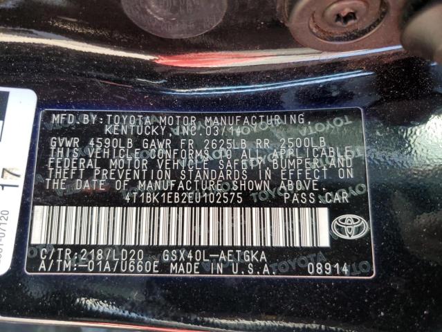 Photo 10 from auction – 2014 TOYOTA AVALON BAS with VIN 4T1BK1EB2EU102575