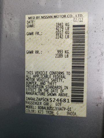 Photo 10 from auction – 2012 NISSAN ALTIMA BAS with VIN 1N4AL2AP5CN524681