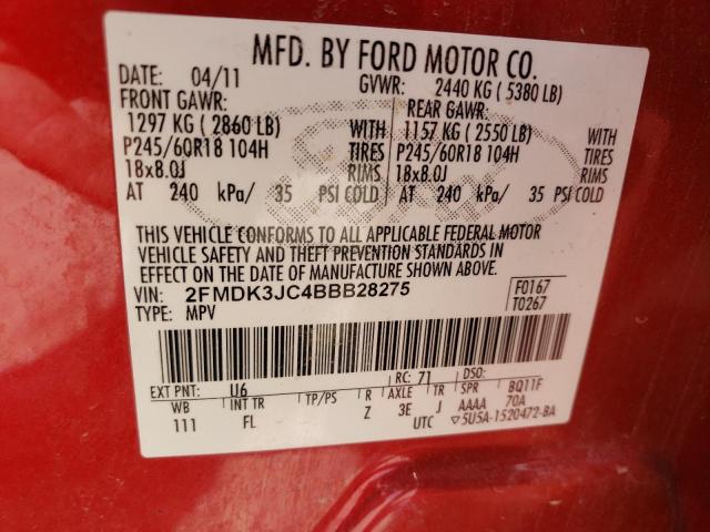 Photo 10 from auction – 2011 FORD EDGE SEL with VIN 2FMDK3JC4BBB28275