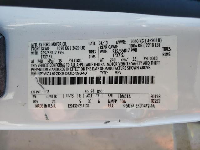 Photo 10 from auction – 2013 FORD ESCAPE SE with VIN 1FMCU0GX9DUD49043