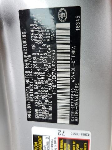Photo 10 from auction – 2010 TOYOTA CAMRY BASE with VIN 4T1BF3EK7AU028743