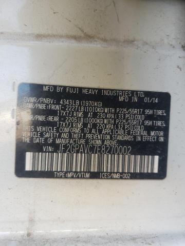 Photo 10 from auction – 2014 SUBARU XV CROSSTR with VIN JF2GPAVC7E8270002