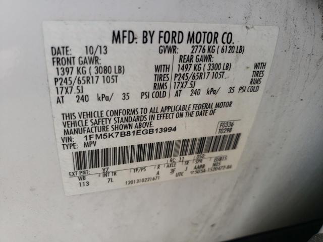 Photo 10 from auction – 2014 FORD EXPLORER with VIN 1FM5K7B81EGB13994