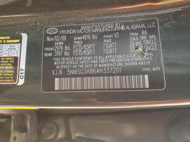 Photo 10 from auction – 2010 HYUNDAI SANTA FE G with VIN 5NMSG3AB6AH337201