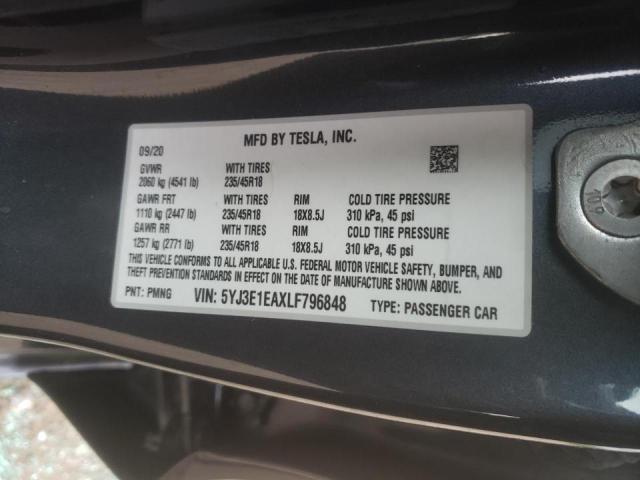 Photo 10 from auction – 2020 TESLA MODEL 3 with VIN 5YJ3E1EAXLF796848