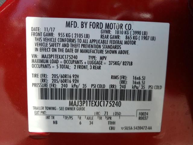 Photo 10 from auction – 2018 FORD ECOSPORT S with VIN MAJ3P1TEXJC175240