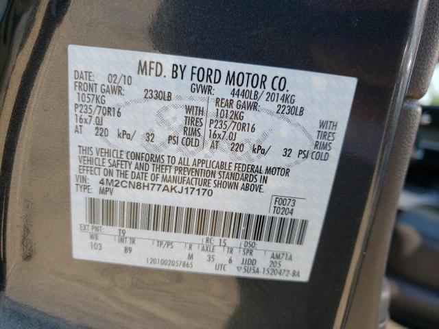 Photo 10 from auction – 2010 MERCURY MARINER PR with VIN 4M2CN8H77AKJ17170
