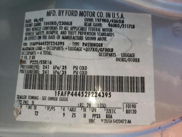 Photo 10 from auction – 2002 FORD MUSTANG with VIN 1FAFP44452F224395