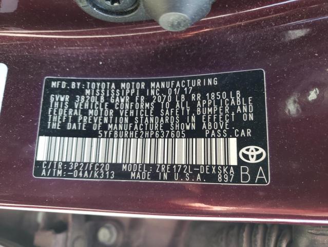 Photo 10 from auction – 2017 TOYOTA COROLLA L with VIN 5YFBURHE2HP637605