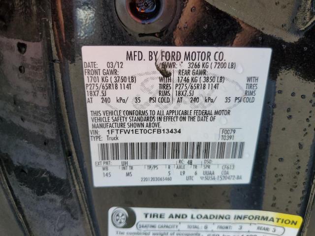 Photo 10 from auction – 2012 FORD F150 SUPER with VIN 1FTFW1ET0CFB13434