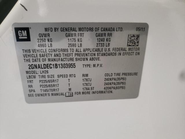 Photo 10 from auction – 2011 CHEVROLET EQUINOX LT with VIN 2GNALDEC1B1303955