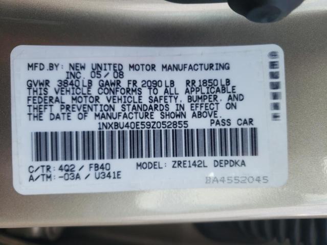 Photo 10 from auction – 2009 TOYOTA COROLLA BA with VIN 1NXBU40E59Z052855