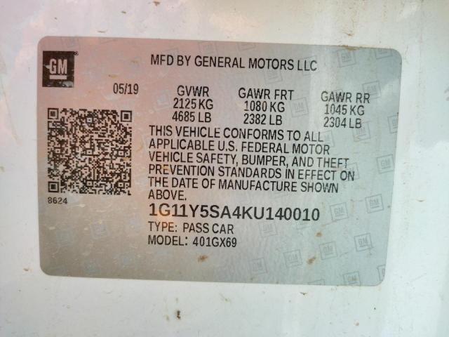 Photo 10 from auction – 2019 CHEVROLET IMPALA LS with VIN 1G11Y5SA4KU140010