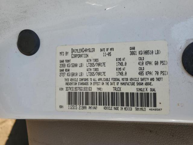 Photo 10 from auction – 2006 DODGE RAM 1500 with VIN 3D7KS19D76G183163
