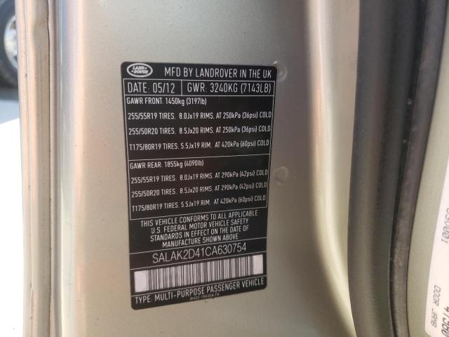 Photo 10 from auction – 2012 LAND ROVER LR4 HSE LU with VIN SALAK2D41CA630754