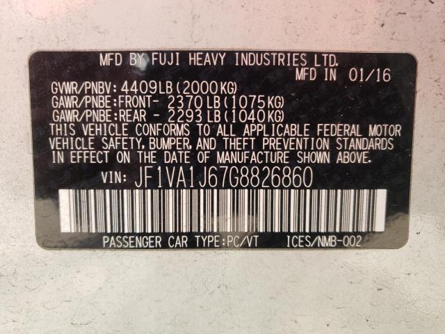 Photo 10 from auction – 2016 SUBARU WRX LIMITE with VIN JF1VA1J67G8826860