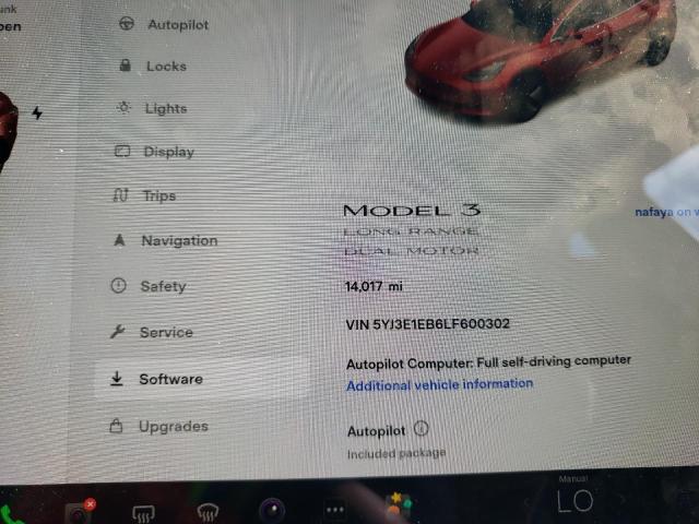 Photo 8 from auction – 2020 TESLA MODEL 3 with VIN 5YJ3E1EB6LF600302