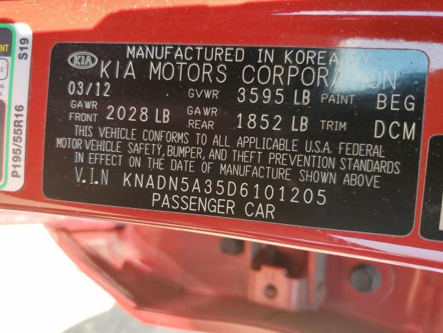 Photo 10 from auction – 2013 KIA RIO EX with VIN KNADN5A35D6101205
