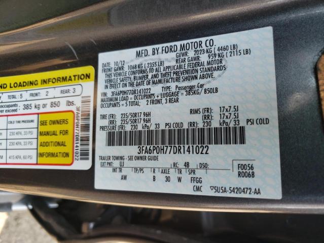 Photo 10 from auction – 2013 FORD FUSION SE with VIN 3FA6P0H77DR141022