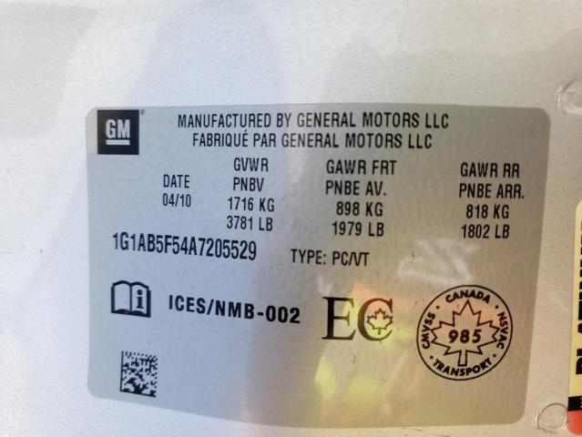 Photo 10 from auction – 2010 CHEVROLET COBALT LS with VIN 1G1AB5F54A7205529