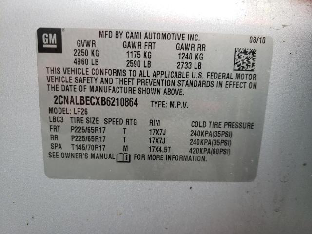 Photo 10 from auction – 2011 CHEVROLET EQUINOX LS with VIN 2CNALBECXB6210864