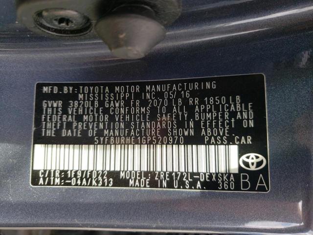 Photo 10 from auction – 2016 TOYOTA COROLLA L with VIN 5YFBURHE1GP520970