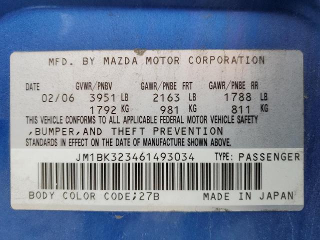 Photo 10 from auction – 2006 MAZDA 3 S with VIN JM1BK323461493034