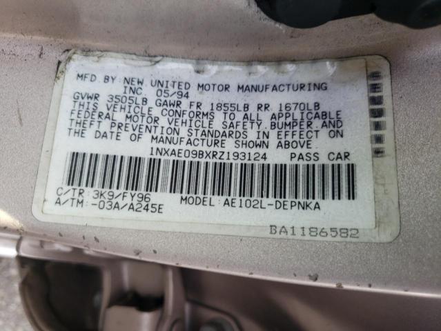 Photo 10 from auction – 1994 TOYOTA COROLLA LE with VIN 1NXAE09BXRZ193124