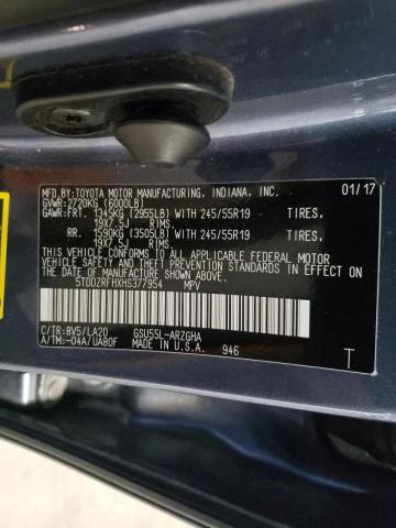 Foto 10 de la subasta – 2017 TOYOTA HIGHLANDER con VIN 5TDDZRFHXHS377954