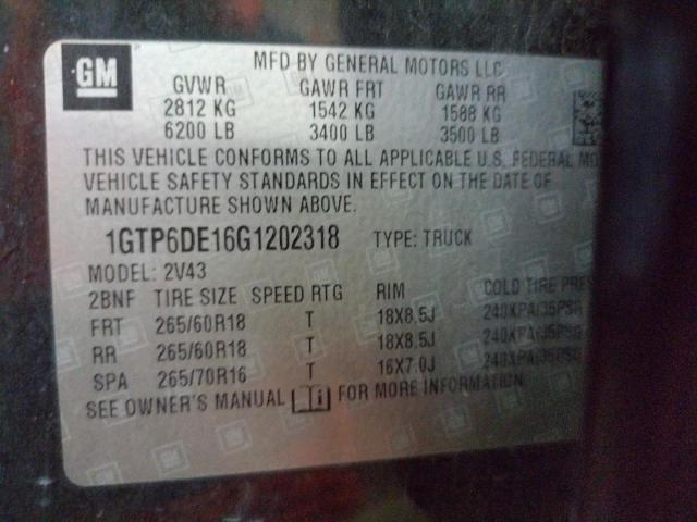 Photo 10 from auction – 2016 GMC CANYON SLT with VIN 1GTP6DE16G1202318