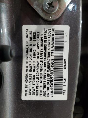 Photo 10 from auction – 2014 HONDA CIVIC EX with VIN 19XFB2F88EE045909