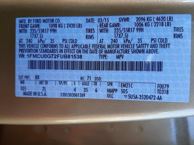 Photo 10 from auction – 2015 FORD ESCAPE SE with VIN 1FMCU0G72FUB81538