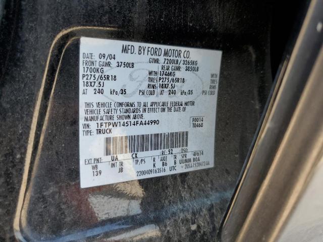 Photo 10 from auction – 2004 FORD F150 SUPER with VIN 1FTPW14514FA44990