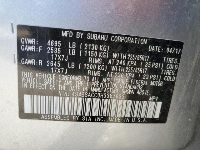 Photo 10 from auction – 2017 SUBARU OUTBACK 2. with VIN 4S4BSACC0H3387833