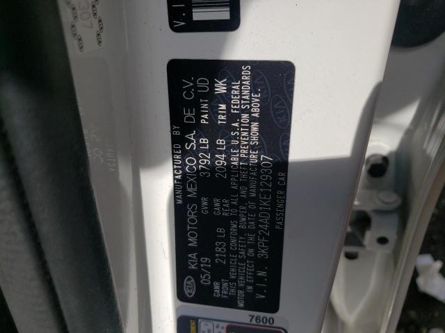 Photo 10 from auction – 2019 KIA FORTE FE with VIN 3KPF24AD1KE129307