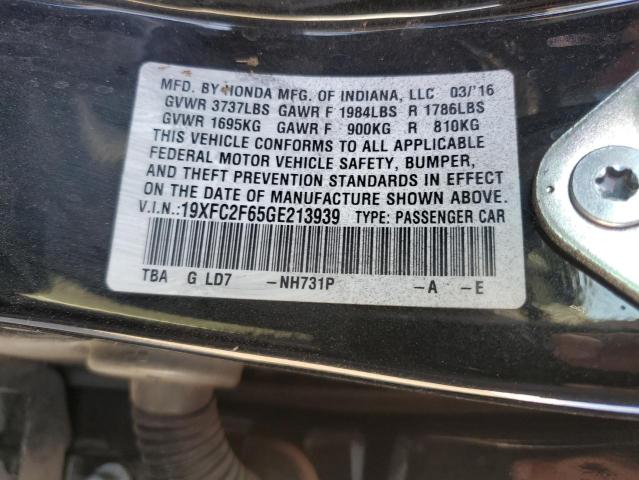 Photo 10 from auction – 2016 HONDA CIVIC LX with VIN 19XFC2F65GE213939