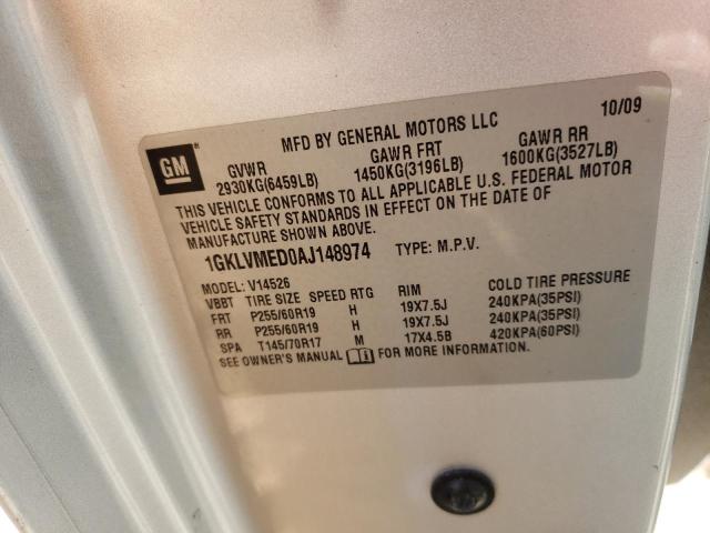 Photo 10 from auction – 2010 GMC ACADIA SLT with VIN 1GKLVMED0AJ148974