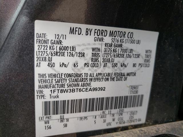 Photo 10 from auction – 2012 FORD F350 SUPER with VIN 1FT8W3BT6CEA99392