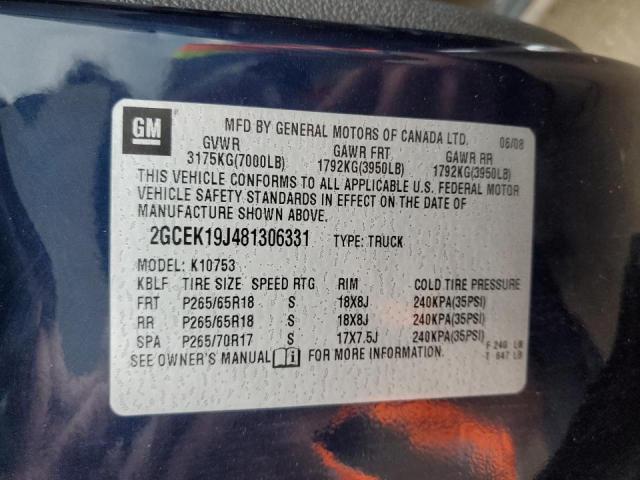 Photo 10 from auction – 2008 CHEVROLET SILVERADO with VIN 2GCEK19J481306331