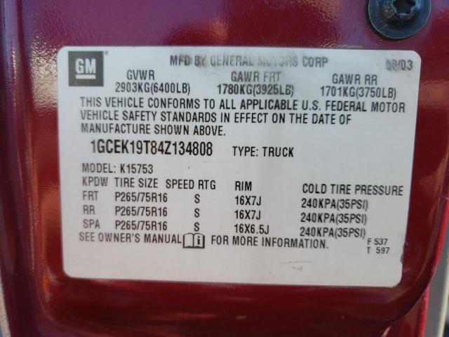 Photo 10 from auction – 2004 CHEVROLET SILVERADO with VIN 1GCEK19T84Z134808
