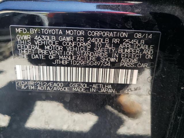 Photo 10 from auction – 2015 LEXUS IS 250 with VIN JTHBF1D29F5049734