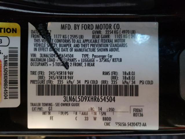 Photo 10 from auction – 2017 LINCOLN MKZ SELECT with VIN 3LN6L5D9XHR654504