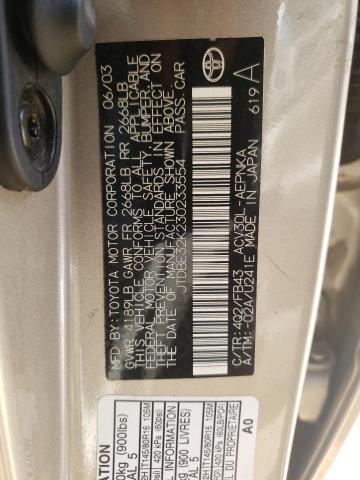 Photo 10 from auction – 2003 TOYOTA CAMRY LE with VIN JTDBE32K230233554