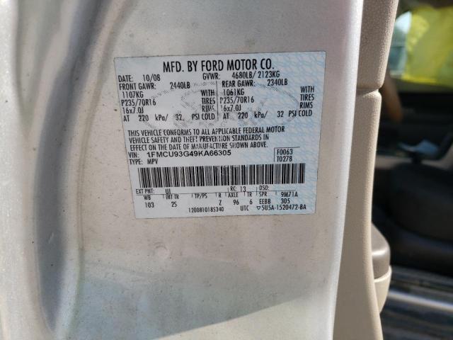 Photo 10 from auction – 2009 FORD ESCAPE XLT with VIN 1FMCU93G49KA66305