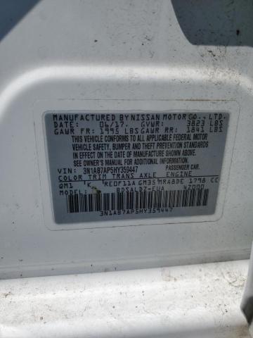 Photo 10 from auction – 2017 NISSAN SENTRA S with VIN 3N1AB7AP5HY359447